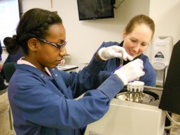 two women in lab